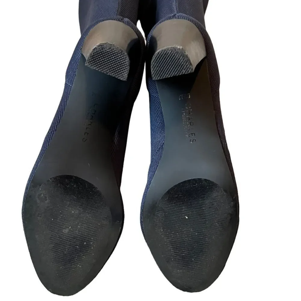Charles By Charles David Simone Navy Blue Over-The-Knee Stretch Knit Boots